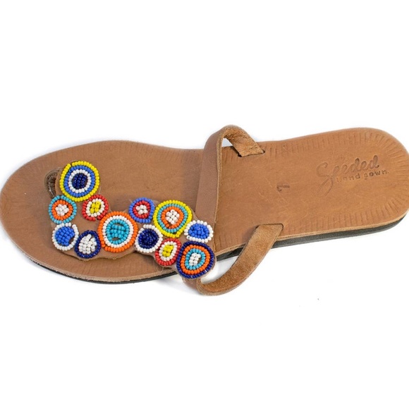 Bouquet Multicolored Beaded Leather Sandal - Picture 3 of 6